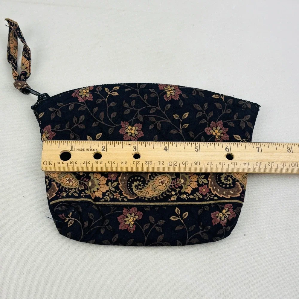 Vintage Vera Bradley Black Walnut Small Cosmetic Bag Zip Top Quilted Cotton USA